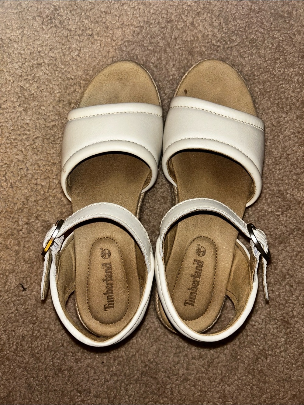 Timberland White Open-Toe Kids Sandals with Ankle Strap